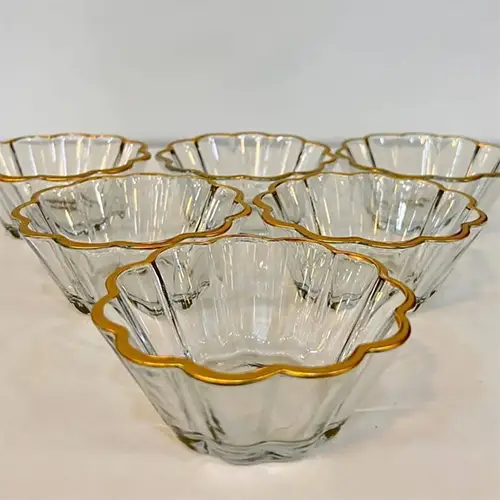 6-Piece Gold-Rimmed Bowls | Elegant & Luxury Tableware