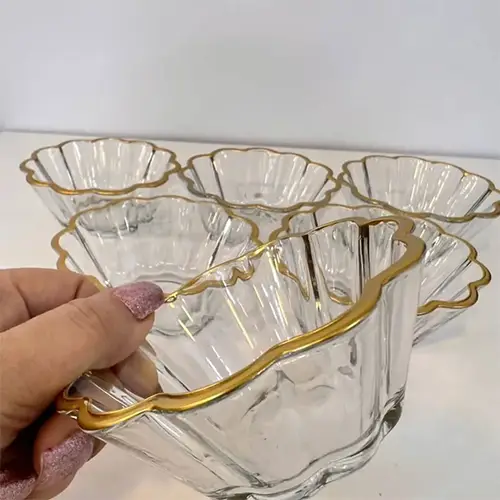 6-Piece Gold-Rimmed Bowls | Elegant & Luxury Tableware