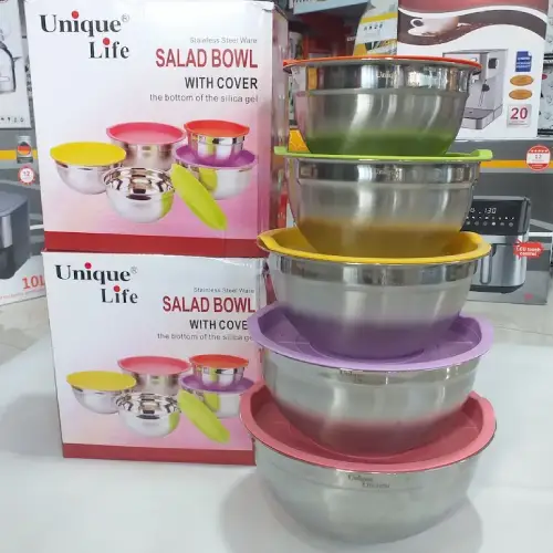 مجموعه-5-عددی-لگن-استیل-دربدار-یونیک-لایف-تک-و-عمده