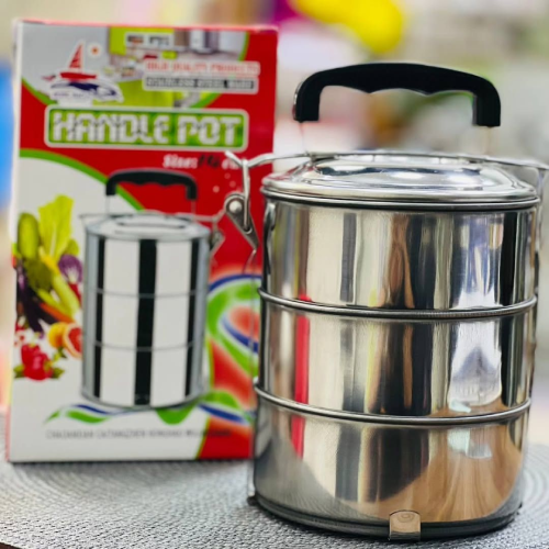 پخش  ظرف غذا سه طبقه مدل handle pot تک و عمده کد Z1256