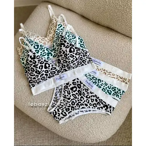 European Leopard Print Lingerie Set | Free Size with Removable Cup