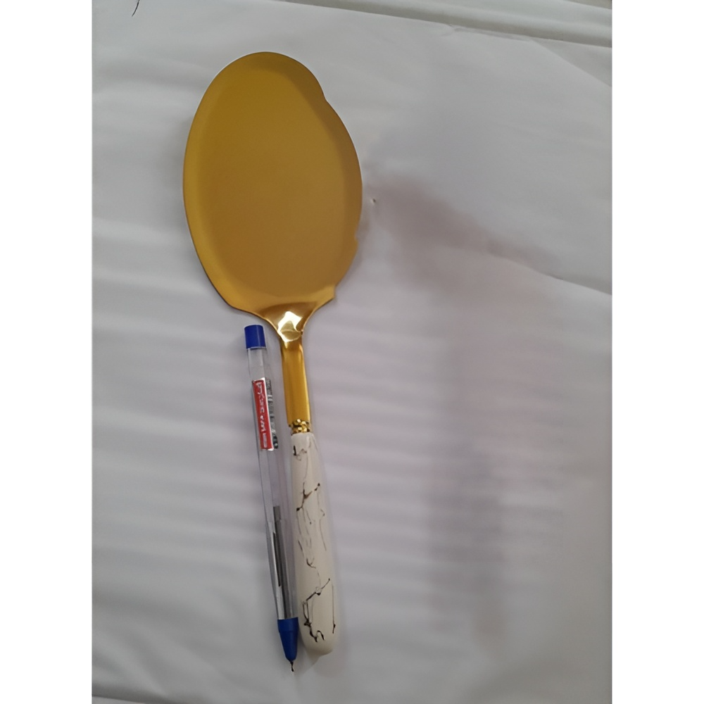  کفگیر سرامیکی طرح ماربل سفید طلایی