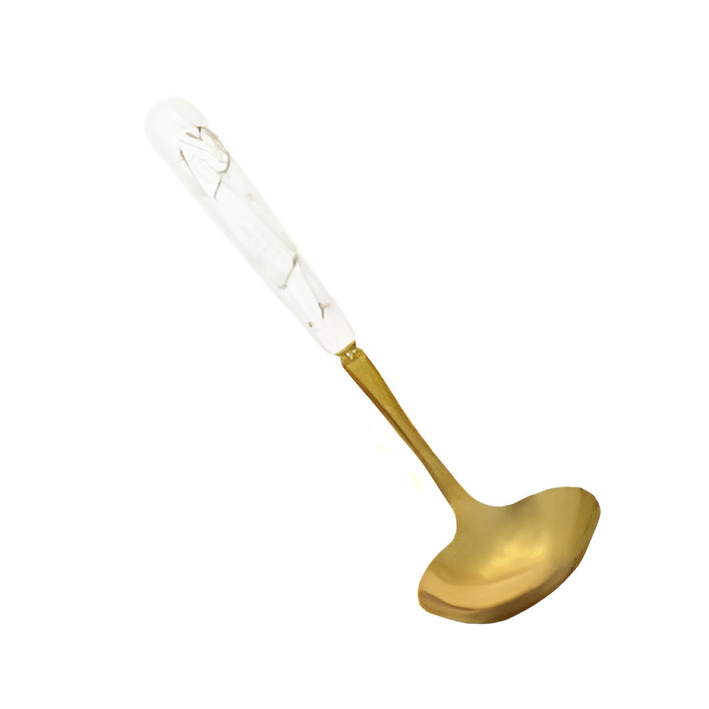 ملاقه سرامیکی طرح ماربل سفید طلایی