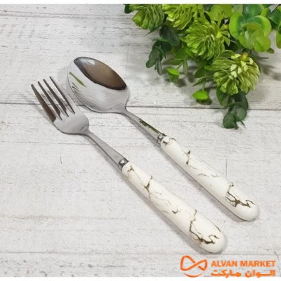 خرید قاشق و چنگال پلویی ماربل تک و عمده کد t1292