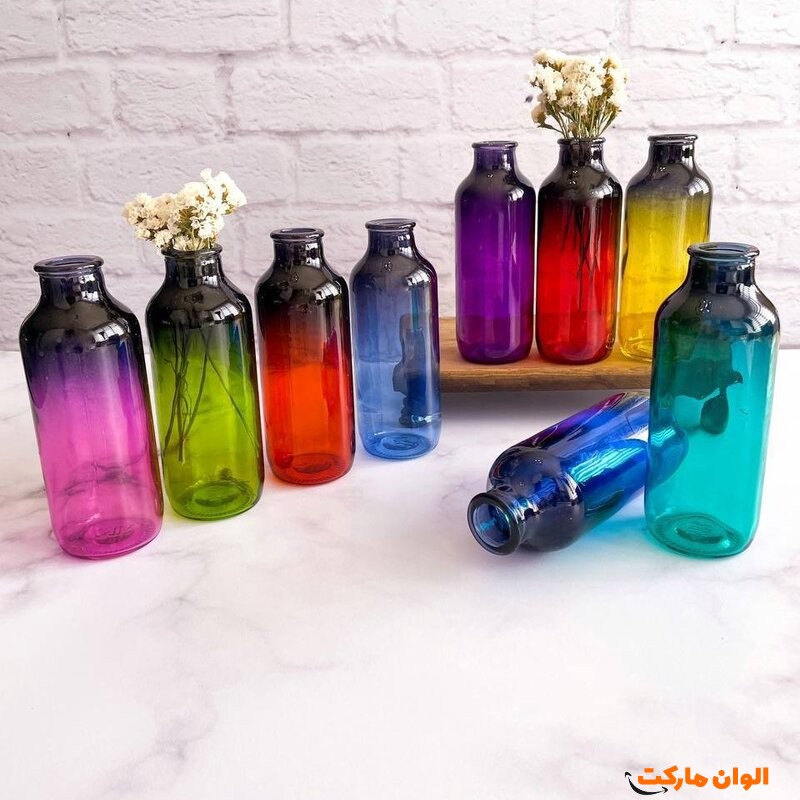 پخش گلدان شیشه‌ای سایه رنگ تک و عمده کد t1255