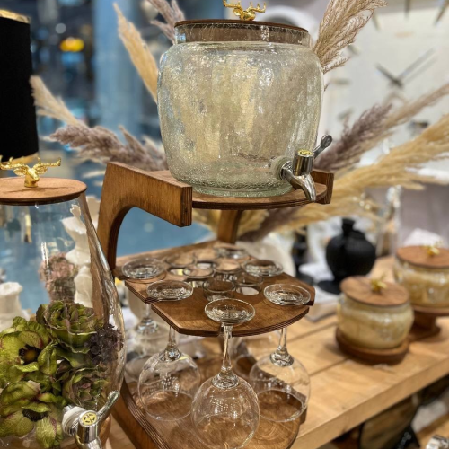 پخش کلمن ۵٫۵لیتر شیشه ای شات دار چرخشی آبگز تک و عمده کد Z1344