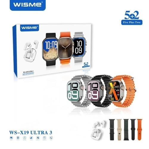پخش ساعت هوشمند Wisme مدل WS‑X19 Ultra 3 به همراه ایرپاد و 5 بند تک و عمده کدt1263