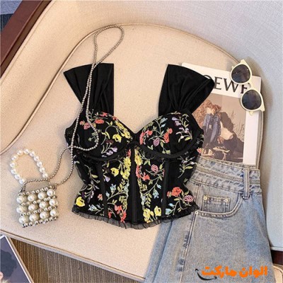 خرید کراپ مجلسی گلدار زنانه تک و عمده کد L744