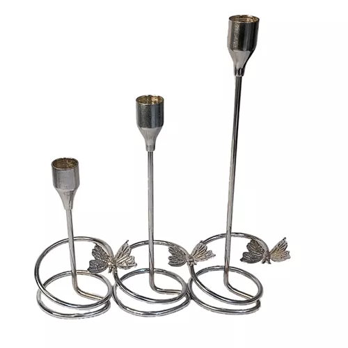 Distribution-set-of-three-metal-candlesticks-with-high-base-single-and-large-