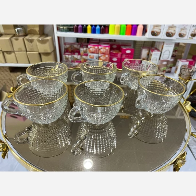 پخش سرویس چای خوری لب طلا ست 6 عددی کد E742 تک و عمده
