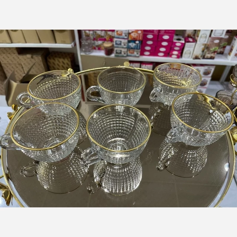 پخش سرویس چای خوری لب طلا ست 6 عددی کد E742 تک و عمده