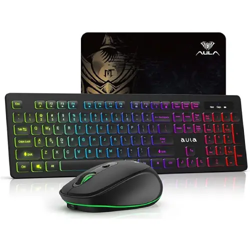 پخش کیبورد و ماوس بی‌سیم آئولا مدل AC208 به همراه ماوس پد کد E760 تک و عمده