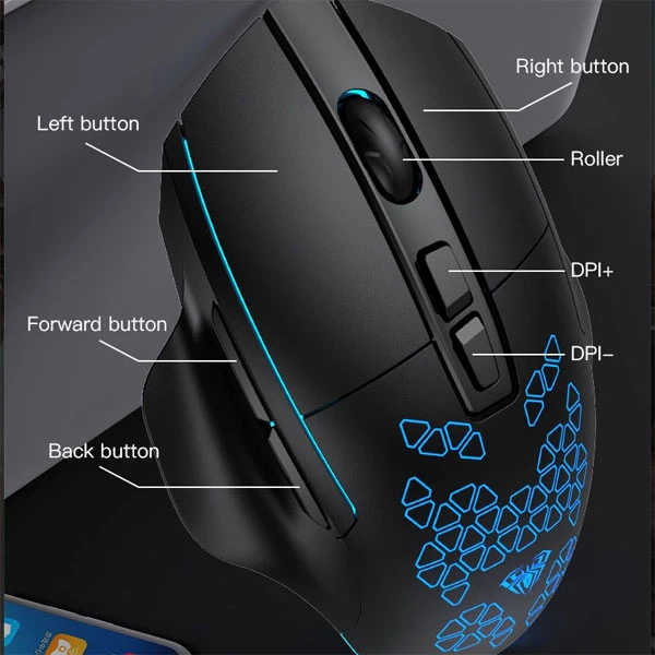 پخش موس سیم دار AULA مدل F812 تک و عمده کد z1586