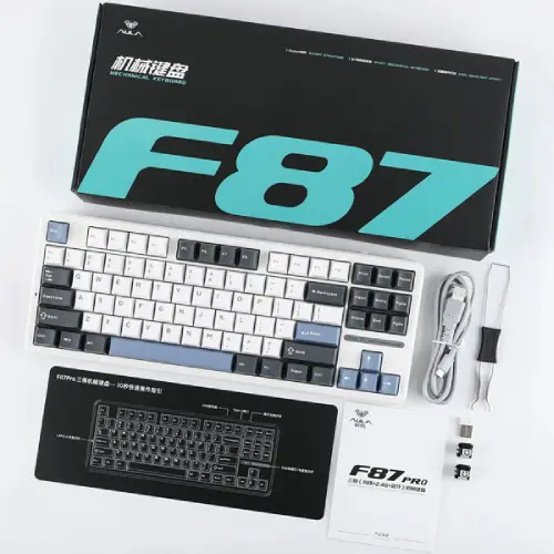 پخش کیبورد گیمینگ آئولا 3 حالته _ باسیم / بیسیم / بلوتوث مدل F87 کد E786 تک و عمده