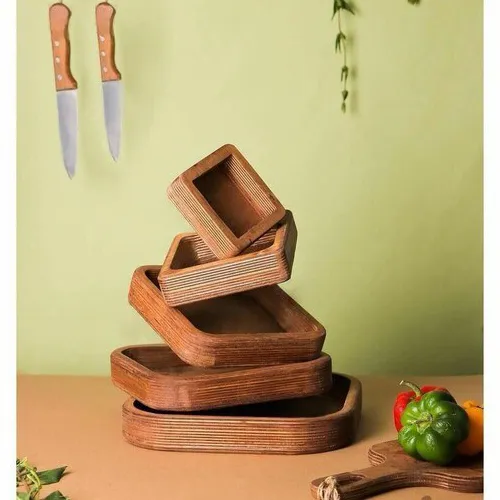 پخش سینی ۶تیکه مربع چوب روس ضدآب تک و عمده کدG4919