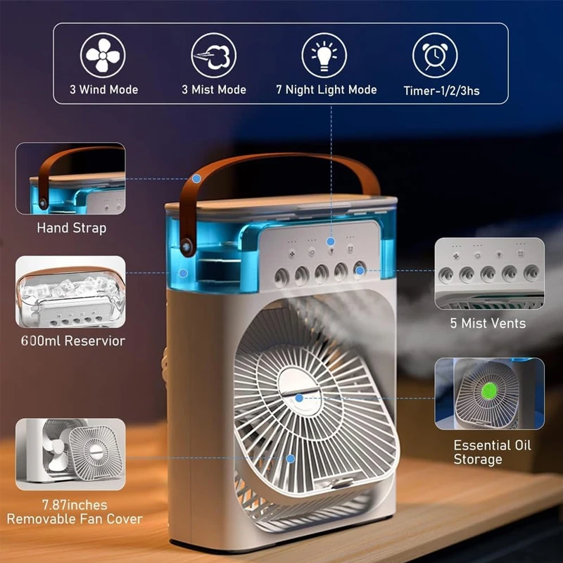  پنکه و کولر رومیزی مه‌پاش تایمر‌دار  مدل AIR COOLER FAN تک و عمده کدP683