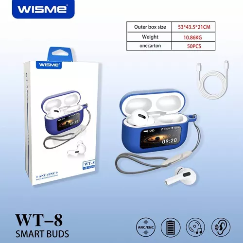 Airpods-with-smart-display-model-wt-8-brand-wiseme-single-and-major-