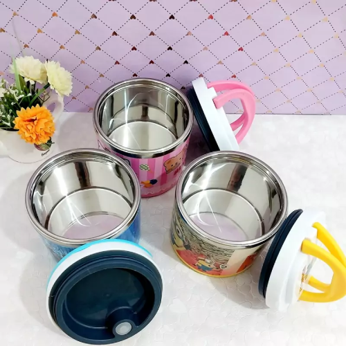 خرید ظرف غذای استیل یک طبقه دسته تاشو کودک تک و عمده کدZ1713