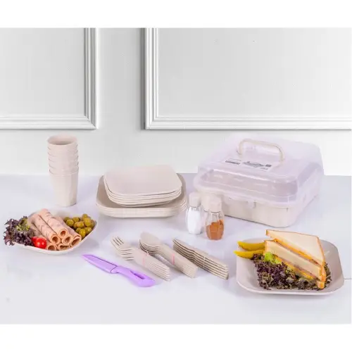 پخش سرویس مسافرتی 42 پارچه 6 نفره مدل سانیا مارک (HomeKet) کد E892 تک و عمده