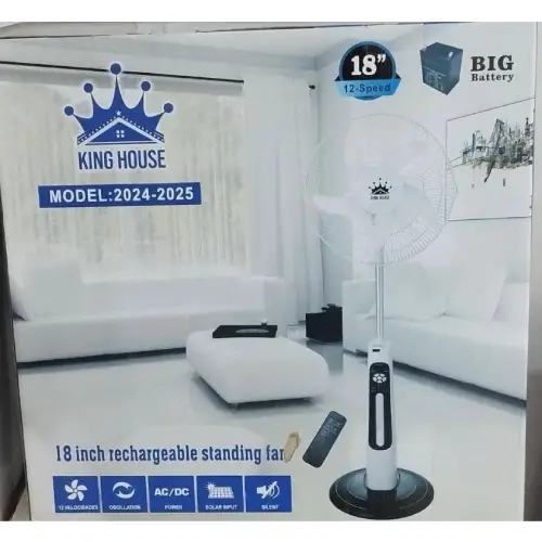 پخش  پنکه شارژی ایستاده کینگ هاوس 2025-2024- King House کد E922 تک و عمده