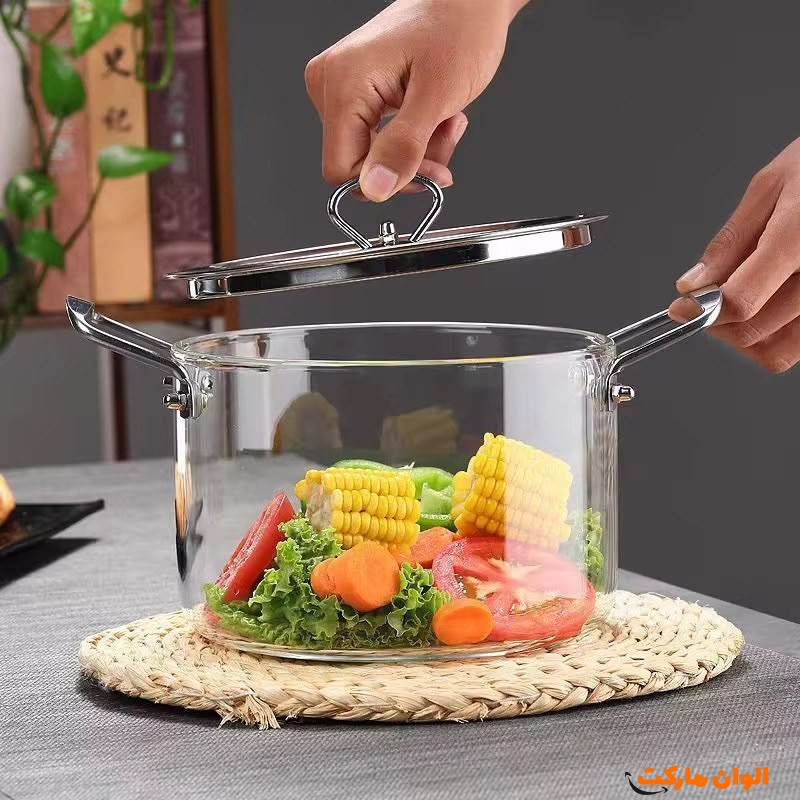 قابلمه پیرکس دسته استیل 2/5 لیتری تک و عمده کدP712