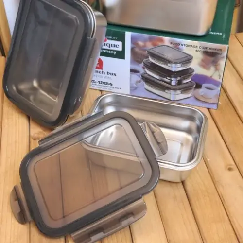 ظرف-غذا-3-تکه-استیل-مستطیلی-یونیک-کد-e961-تک-و-عمده