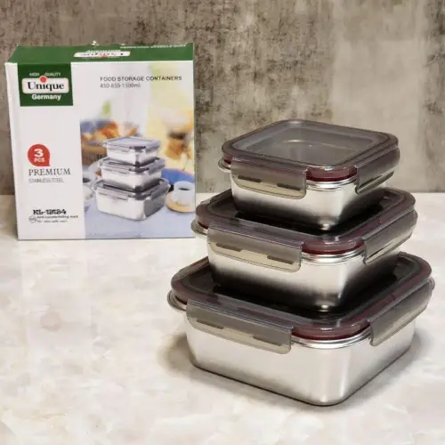 ظرف-غذا-3-تایی-استیل-مربع-یونیک-germany-کد-e963-تک-و-عمده