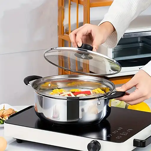 Stainless Steel Pot Size 20 (2.5 Liters) with Glass Lid | Buy Durable Steel Cookware