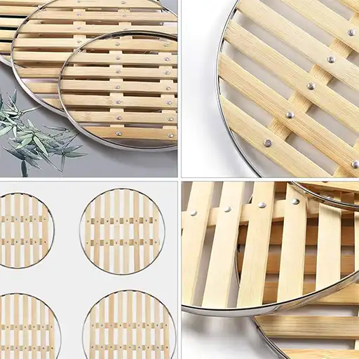 Bamboo Trivet with Stainless Steel Rim | Buy Durable Heat-Resistant Trivet