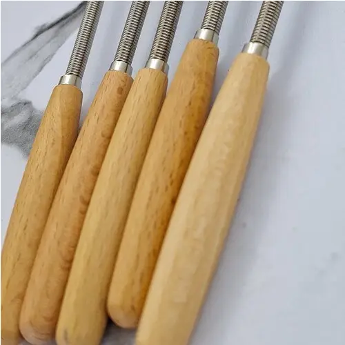 Hand-held coffee stirrer with bamboo handle, new model, single and bulk code