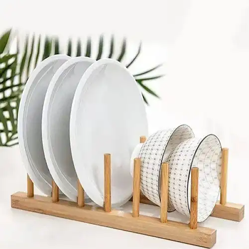 Bamboo Plate Tray Lid Stand