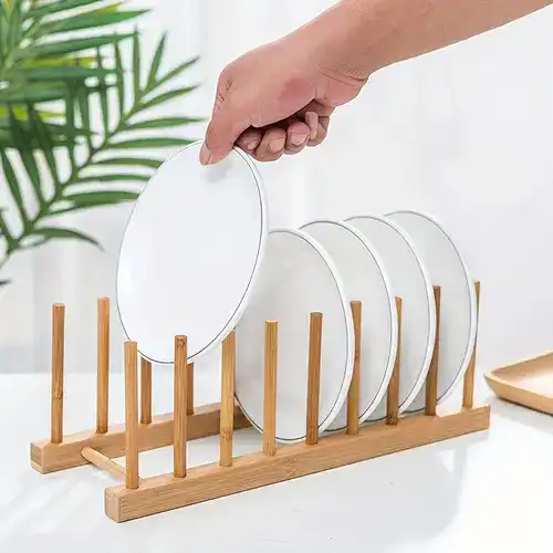 Bamboo Plate Tray Lid Stand