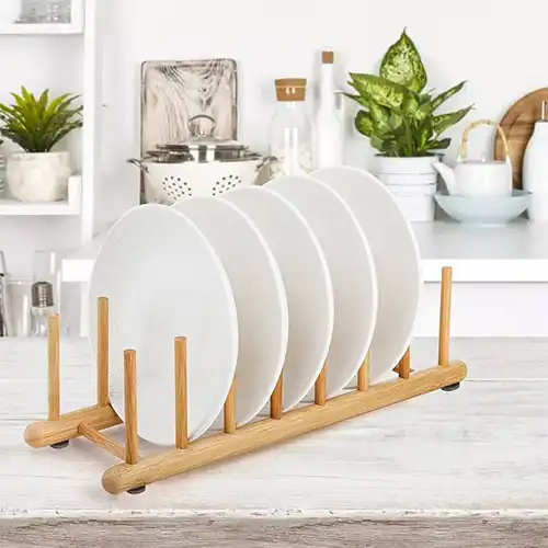 Bamboo Plate Tray Lid Stand