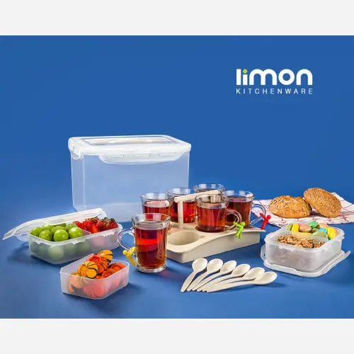 پخش ست چای و صبحانه خوری ۶ نفره لیمون با ۲۰ تکه پلاستیکی کد E1066 تک و عمده