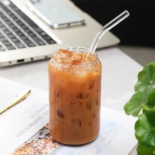 Smoothie Glass Cup with Bamboo Lid
