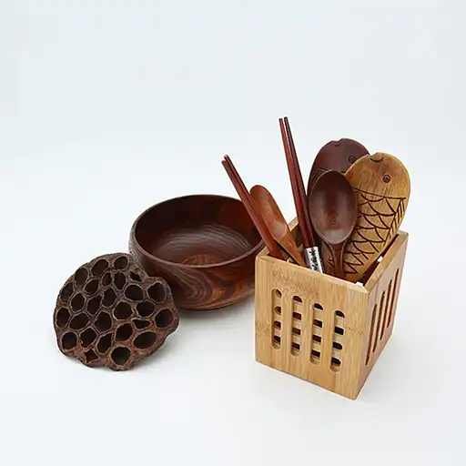 Bamboo Cutlery Holder