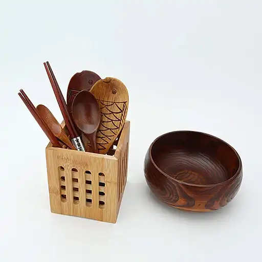Bamboo Cutlery Holder