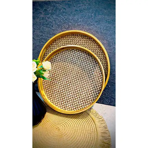 Bamboo Tray with Woven Base