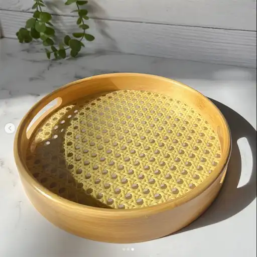Bamboo Tray with Woven Base