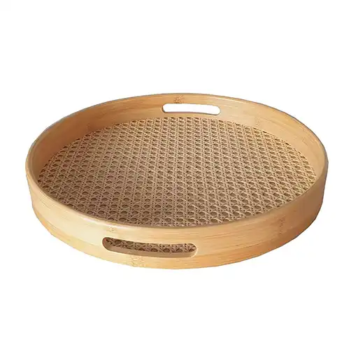 Bamboo Tray with Woven Base