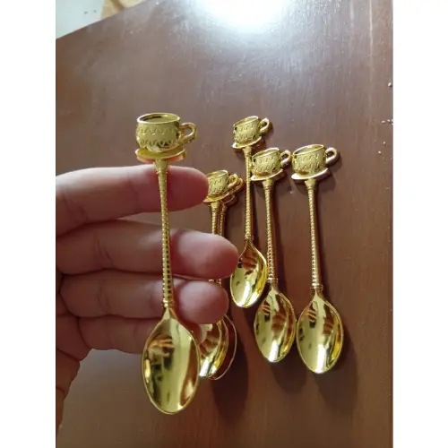 قاشق چای‌خوری طلایی رنگ ثابت کد E1101 تک و عمده