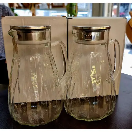 پخش پارچ پیرکس درب استیل  کد E1188 تک و عمده