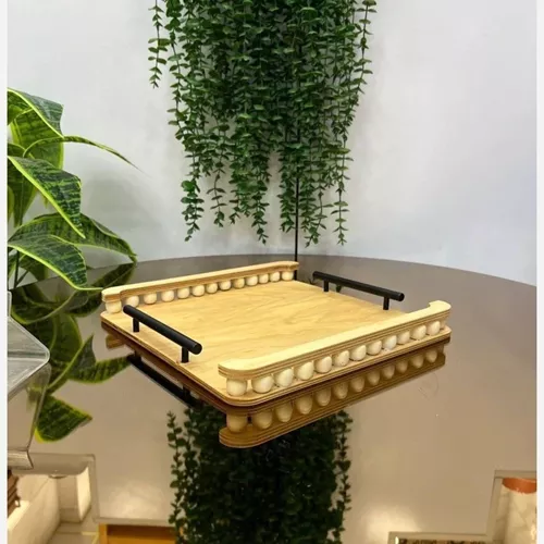 سینی چوبی پذیرایی مهره دار مربع تک و عمده کدP829