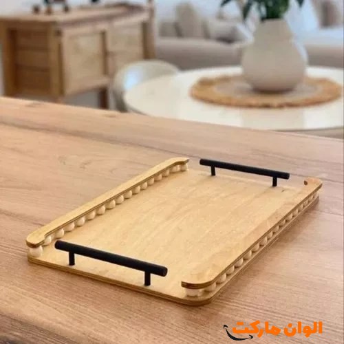 سینی چوبی پذیرایی مهره دار مربع تک و عمده کدP829