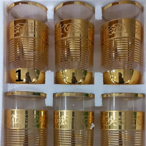 پخش لیوان شربت خوری خارجی طلایی تک و عمده کدP834