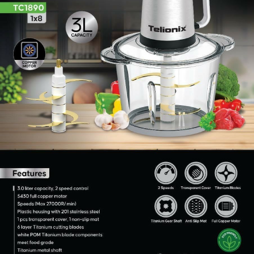 پخش خردکن 3 لیتری تلونیکس‌ مدل th1890 تک و عمده کد Z2032