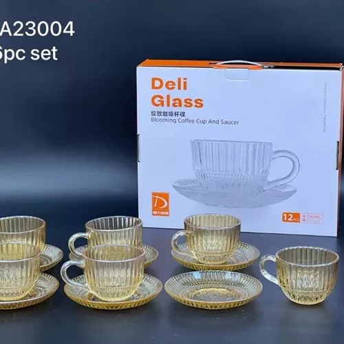 Single-serving, large-sized, grooved-cup set