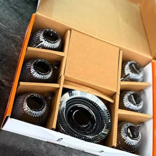 Single-serving, large-sized, grooved-cup set