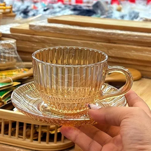 Single-serving, large-sized, grooved-cup set
