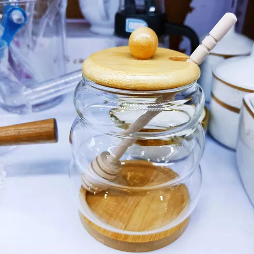 ظرف عسل خوری پیرکس درب بامبو تک و عمده کدP882